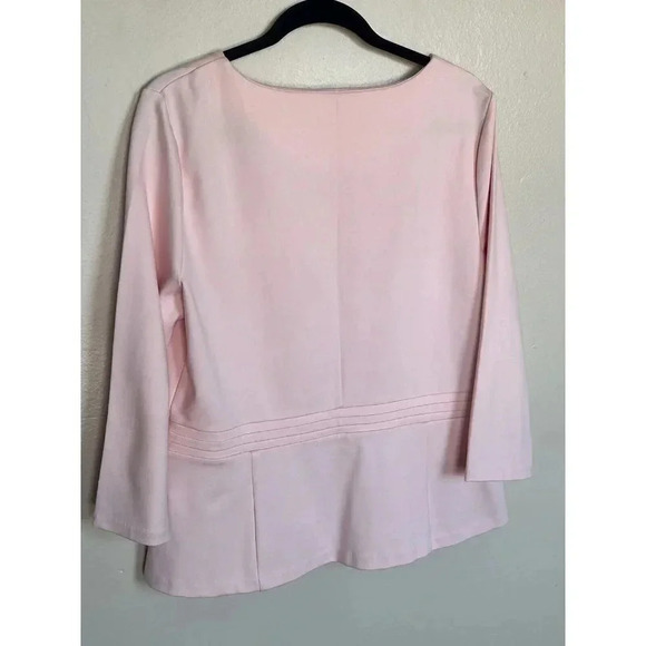 Talbots Pink Peplum Preppy Work Pink Top L Brass Buckle - Picture 8 of 10